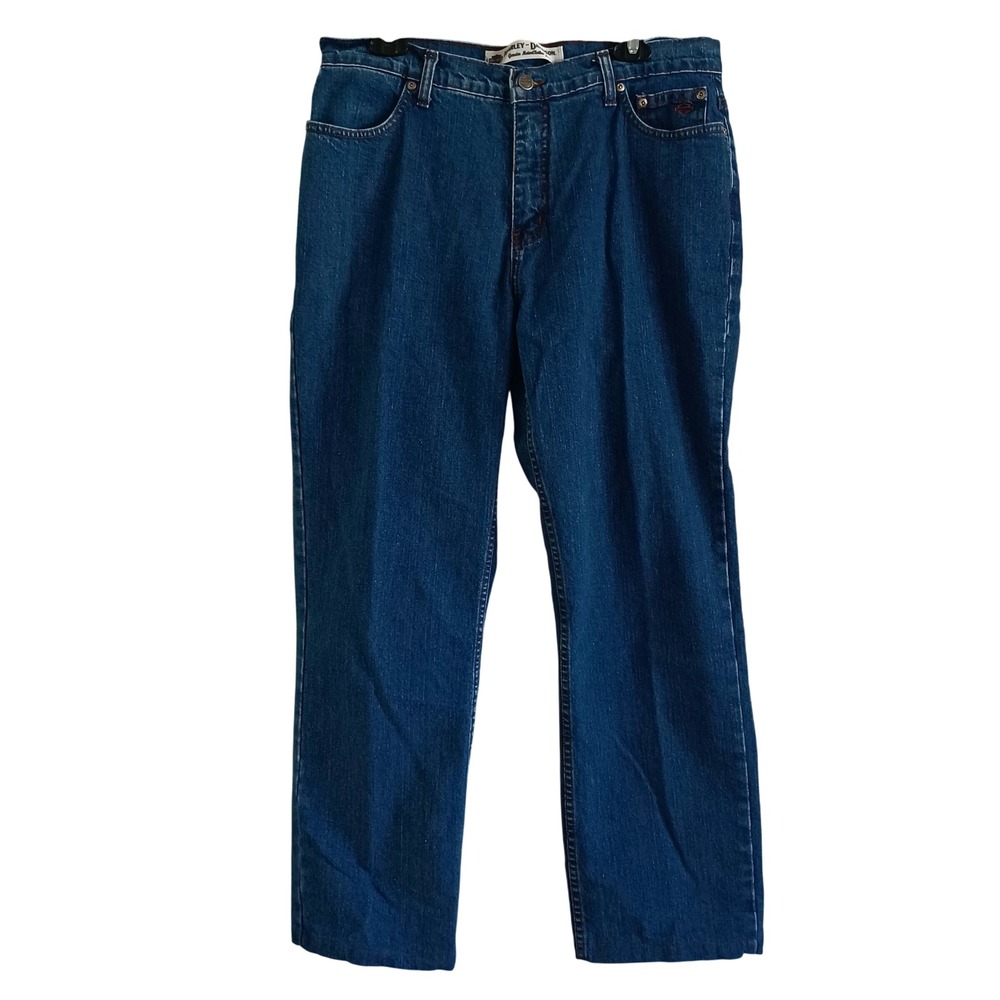 Harley Davidson Genuine MotorClothes Blue Straight‎ Leg Jeans Womens Mid Rise 14